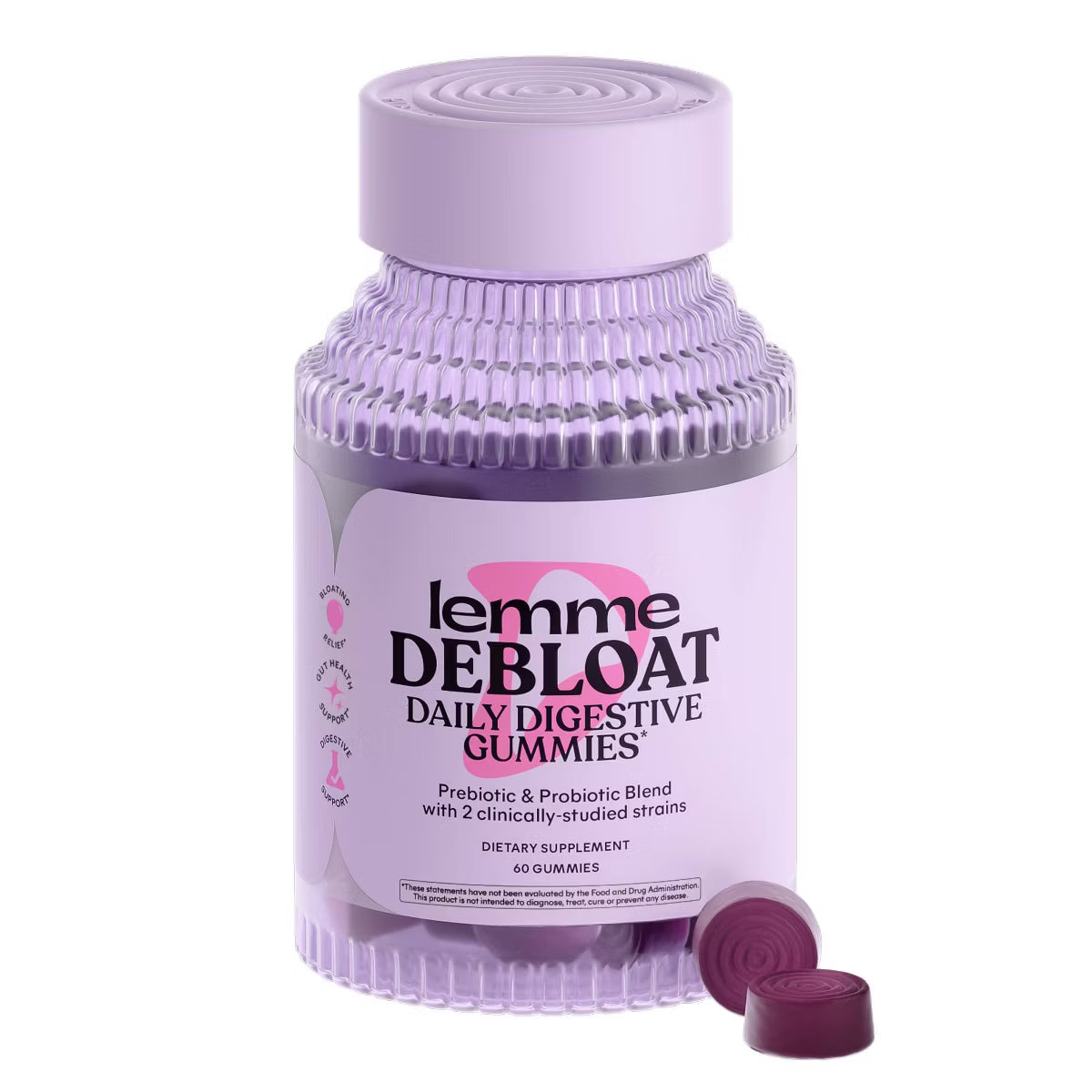 PRE-ORDER | Lemme Debloat Pre + Probiotic Gummies - Bloat Support & Digestion - Blackberry Flavor - 60ct