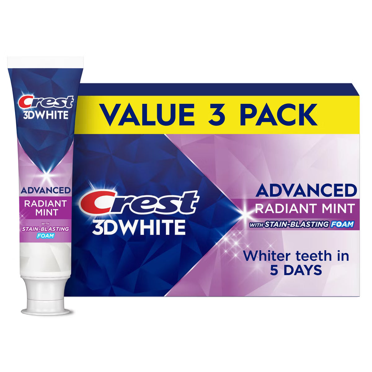 PRE-ORDER | Crest 3D White Advanced Teeth Whitening Toothpaste - Radiant Mint - 3.3oz/3pk