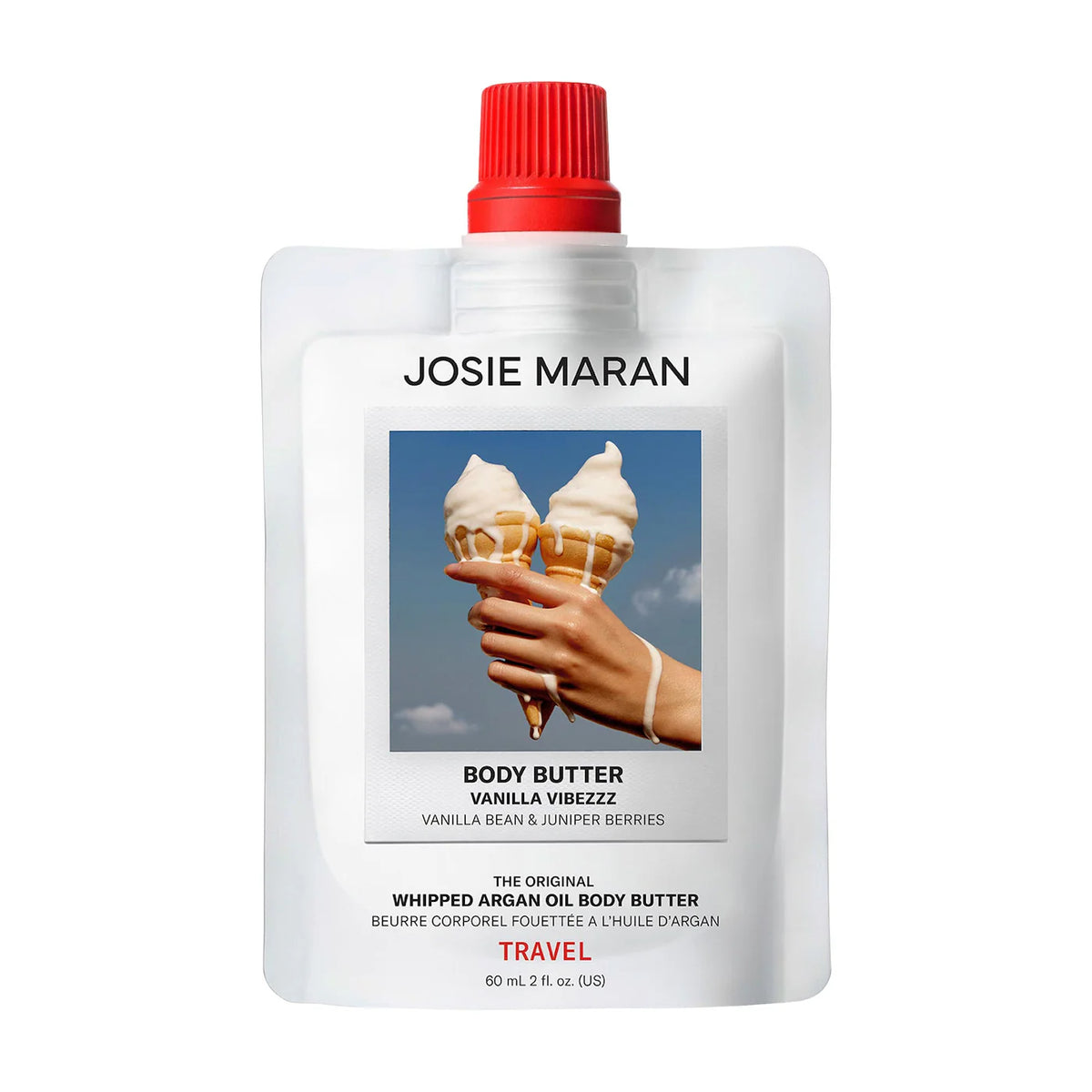 PRE-ORDER | JOSIE MARAN  Mini Vanilla Vibezzz - Whipped Argan Oil Refillable Firming Body Butter 2 oz